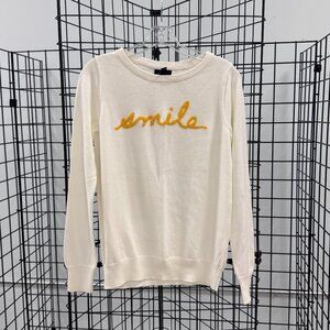 Gap "Smile" 100% Cotton Cream Sweater Size Medium